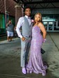 Mermaid V-neck Sparkly Velvet Sequin Prom Dresses