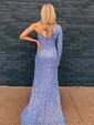 Sheath/Column One Shoulder Long Sleeves Sparkly Sequin Prom Dresses