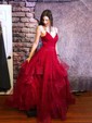 Ball Gown/Princess Floor-length V-neck Glitter Ruffles Prom Dresses