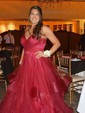 Princess V-neck Tulle Ruffle Prom Dresses