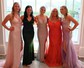 Sheath/Column Floor-length V-neck Velvet Sequins Split Front Prom Dresses