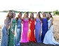 Sheath/Column Floor-length V-neck Velvet Sequins Split Front Prom Dresses