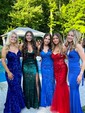 Trumpet/Mermaid Sweep Train Sweetheart Velvet Sequins Prom Dresses