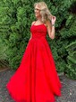 A-line Square Neckline Lace Tulle Sweep Train Appliques Lace Prom Dresses