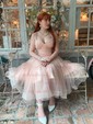 A-line Square Neckline Tulle Tea-length Homecoming Dresses With Ruffles