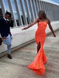 Sheath/Column Square Neck Sparkly Sequin Prom Dresses