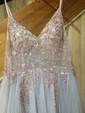 Ball Gown/Princess Sweep Train V-neck Tulle Beading Prom Dresses