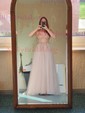 Ball Gown/Princess Sweep Train V-neck Tulle Beading Prom Dresses