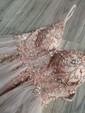 Ball Gown/Princess Sweep Train V-neck Tulle Beading Prom Dresses