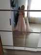 Ball Gown/Princess Sweep Train V-neck Tulle Beading Prom Dresses