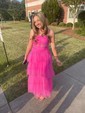 Sheath/Column Sweetheart Tulle Floor-length Tiered Prom Dresses