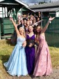 Princess Scoop Neck Tulle Prom Dresses With Appliques