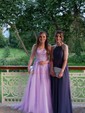 Princess Scoop Neck Tulle Prom Dresses With Appliques
