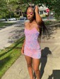 Square Neckline Sequin Bodycon Homecoming Dresses