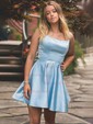 A-line Scoop Neck Silk-like Satin Short/Mini Homecoming Dresses With Pockets
