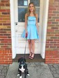 A-line Scoop Neck Silk-like Satin Short/Mini Homecoming Dresses With Pockets