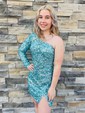 One-Shoulder Velvet Sequin Bodycon Homecoming Dresses