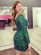 One-Shoulder Velvet Sequin Bodycon Homecoming Dresses