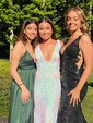 Mermaid V-neck Backless Sparkly Sequin Prom Dresses