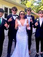 Mermaid V-neck Backless Sparkly Sequin Prom Dresses