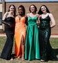 Sheath/Column V-neck Sparkly Sequin Prom Dresses With Appliques