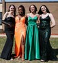 Sheath/Column V-neck Sequined Floor-length Prom Dresses With Split Front