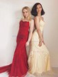Mermaid Scoop Neck Tulle Prom Dresses With Appliques