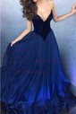 Ball Gown V-neck Velvet Tulle Ruffle Prom Dresses