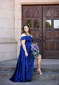 Ball Gown/Princess Sweep Train Off-the-shoulder Satin Split Front Prom Dresses