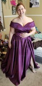 Ball Gown Off-the-shoulder Satin Modest Prom Dresses With Ruched