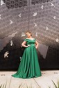 Ball Gown Off-the-shoulder Satin Modest Prom Dresses With Ruched