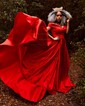 Ball Gown Off-the-shoulder Satin Modest Prom Dresses With Ruched