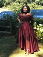 Ball Gown Off-the-shoulder Satin Modest Prom Dresses With Ruched