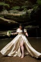 Ball Gown Off-the-shoulder Satin Modest Prom Dresses With Ruched