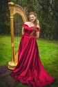 Ball Gown Off-the-shoulder Satin Modest Prom Dresses With Ruched