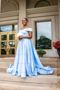 Ball Gown Off-the-shoulder Satin Modest Prom Dresses With Ruched