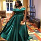 Ball Gown Off-the-shoulder Satin Modest Prom Dresses With Ruched