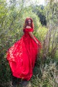 Ball Gown Off-the-shoulder Satin Modest Prom Dresses With Ruched