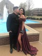 Ball Gown Off-the-shoulder Satin Modest Prom Dresses With Ruched
