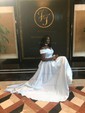Ball Gown Off-the-shoulder Satin Modest Prom Dresses With Ruched
