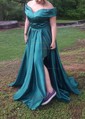Ball Gown Off-the-shoulder Satin Modest Prom Dresses With Ruched