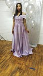 Ball Gown Off-the-shoulder Satin Modest Prom Dresses With Ruched