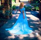 Ball Gown/Princess Sweep Train Off-the-shoulder Satin Split Front Prom Dresses