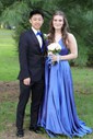 A-line V-neck Satin Prom Dresses With Ruched