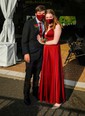 A-line V-neck Satin Prom Dresses With Ruched