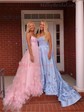 Ball Gown/Princess Sweep Train Scoop Neck Tulle Flower(s) Prom Dresses