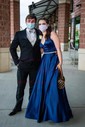 Ball Gown V-neck Satin Prom Dresses With Floor-length