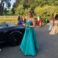 Ball Gown V-neck Satin Prom Dresses With Floor-length