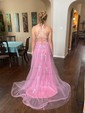 Ball Gown Scoop Neck Tulle Prom Dresses With Appliques