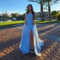 Ball Gown Scoop Neck Tulle Prom Dresses With Appliques